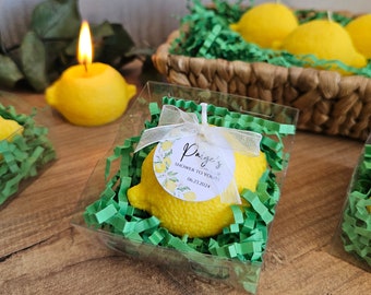 Lemon Shaped Candles | Customizable Party Favors for Lemon Themed Showers | Handmade Lemon Candle