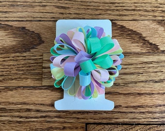 Girls 3 1/2” Pastel Loopy hair bow