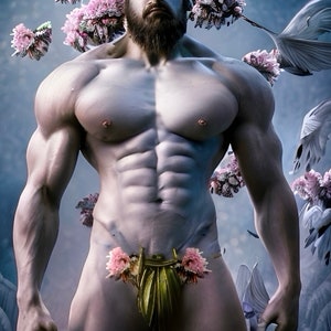 Arte digital de Zaddy masculino, cuerpo masculino, pintura al óleo, cartel de arte de pared de arte realista de hombres gay, imprimible, proporción 1:1, decoración del hogar, descarga digital