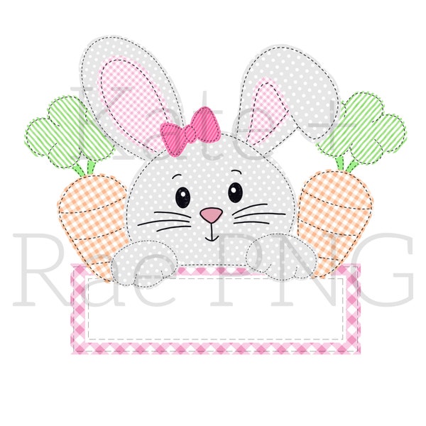 Girls Easter Bunny png - Girls Easter png - Easter Bunny png - Easter Bunny with Carrots png - Faux Applique - Digital Download - Easter png