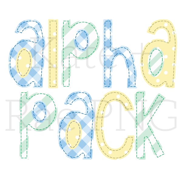 Boys Faux Applique Alpha Pack png - Spring Two Toned Alpha Pack png - Boys Doodle Alpha Pack png - Trendy Spring Alpha Pack png