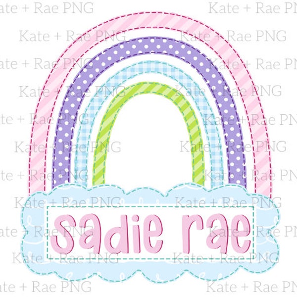 Rainbow with Name Plate Faux Applique png - Rainbow Faux Applique png - Spring png - Rainbow png - Pastel Rainbow png - Girls Spring png