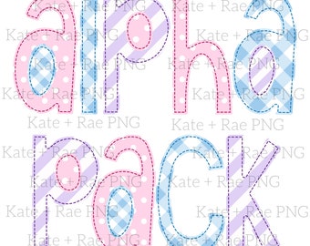 Girls Faux Applique Alpha Pack png - Spring Two Toned Alpha Pack png - Girls Doodle Alpha Pack png - Trendy Spring Alpha Pack png