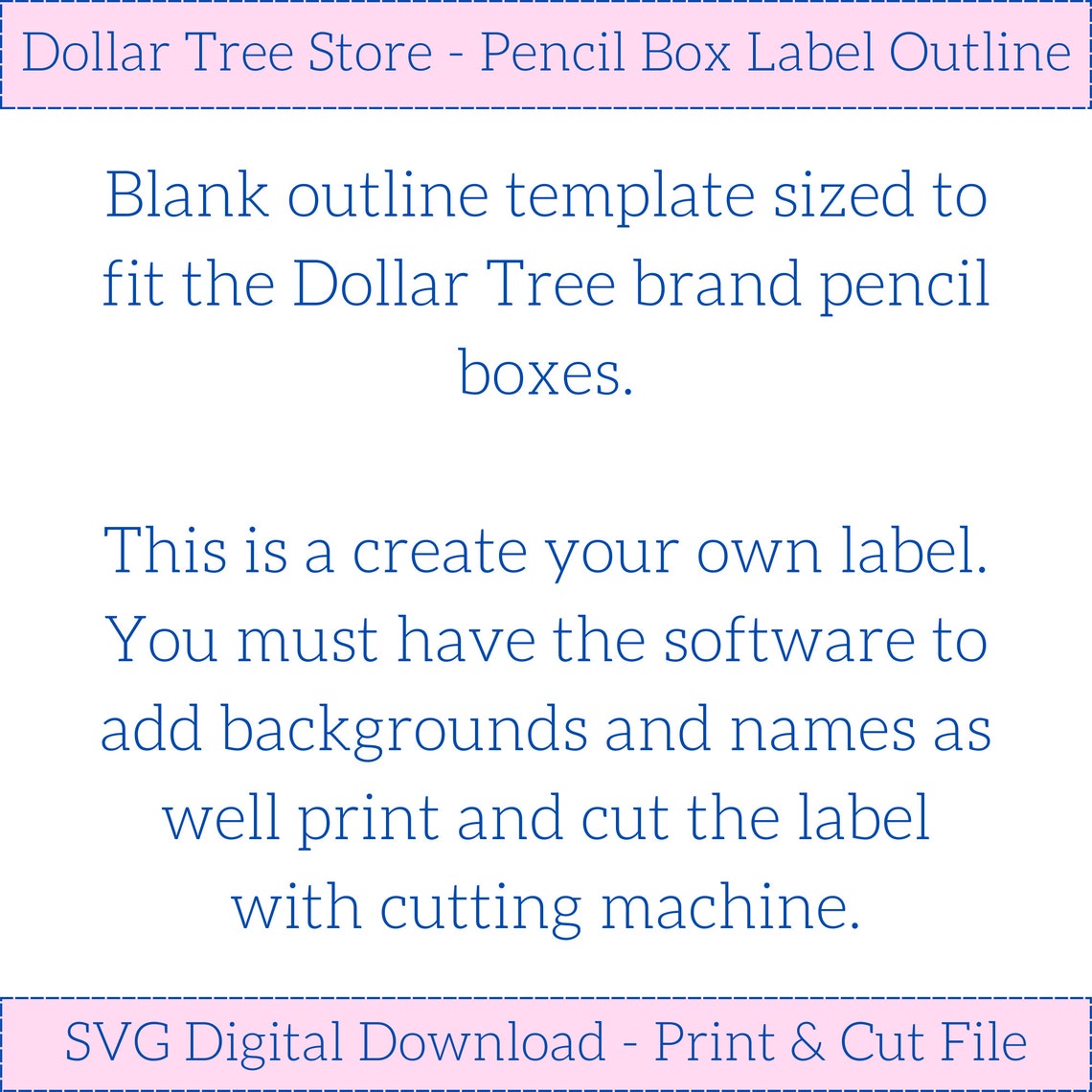 Dollar Tree Pencil Box Outline Template Svg Pencil Box Etsy
