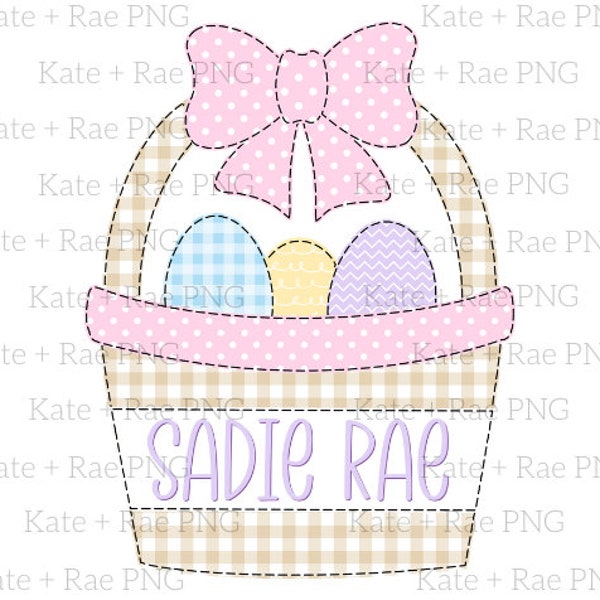 Easter Basket Faux Applique png - Girls Easter Faux Applique png - Girls Easter png - Easter Basket png - Sublimation DTF Digital Download