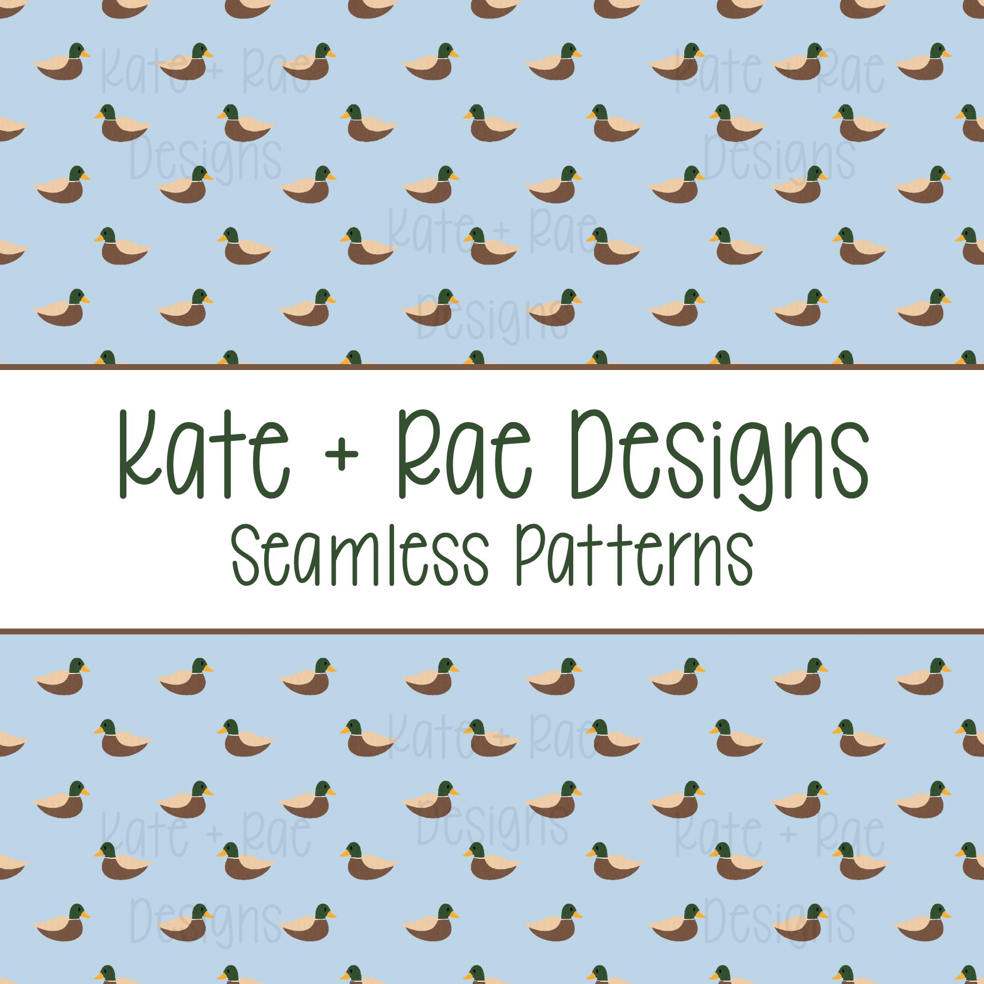 Mallard Duck Watercolor Seamless Pattern With Blue Background • Hand ...
