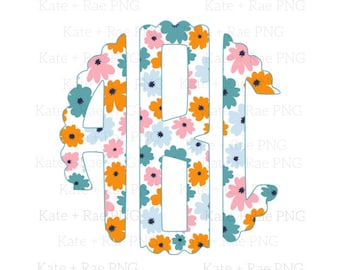 Fall Floral Monogram png - Fall Monogram png - Fall Floral Doodle Monogram png - Scalloped Circle Monogram png - Custom Monogram png