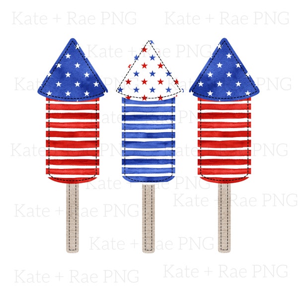 Watercolor Firework Faux Applique png - 4th of July Firework png - Watercolor Firework png - Boys 4th of July png - Patriotic png