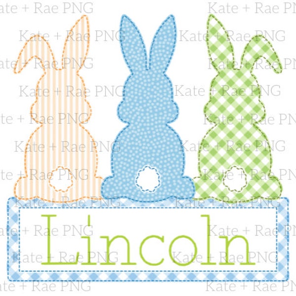 Boys Bunny Faux Applique with Name Plate png - Boys Easter Faux Applique png - Easter png - Easter Faux Applique png - Spring png - Kids