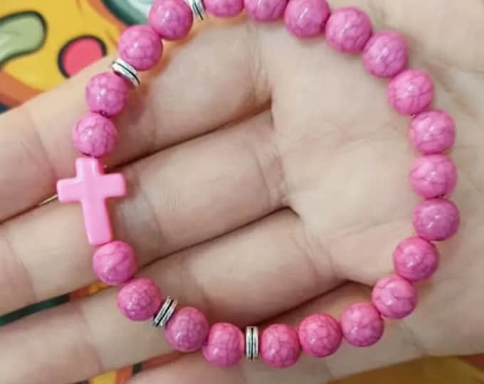 Pink Cross Beaded bracelet