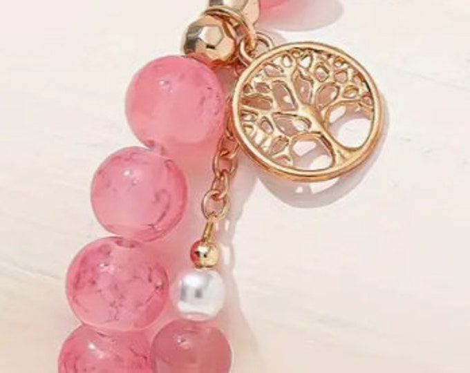 Baby Pink Bracelet with Tree of life