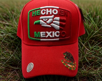 Gorra de béisbol roja Hecho en México – Gorra bordada Orgullo Mexicano – Gorra unisex ajustable. Regalo para papá. Gorra Trucker Hecho en México