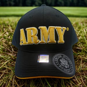 U.S Army Hat. US Army Black Cap. Army Adjustable Baseball Cap. Military Hat for Army Vets. Army 250th Anniversary Cap. US Army Veteran Hat