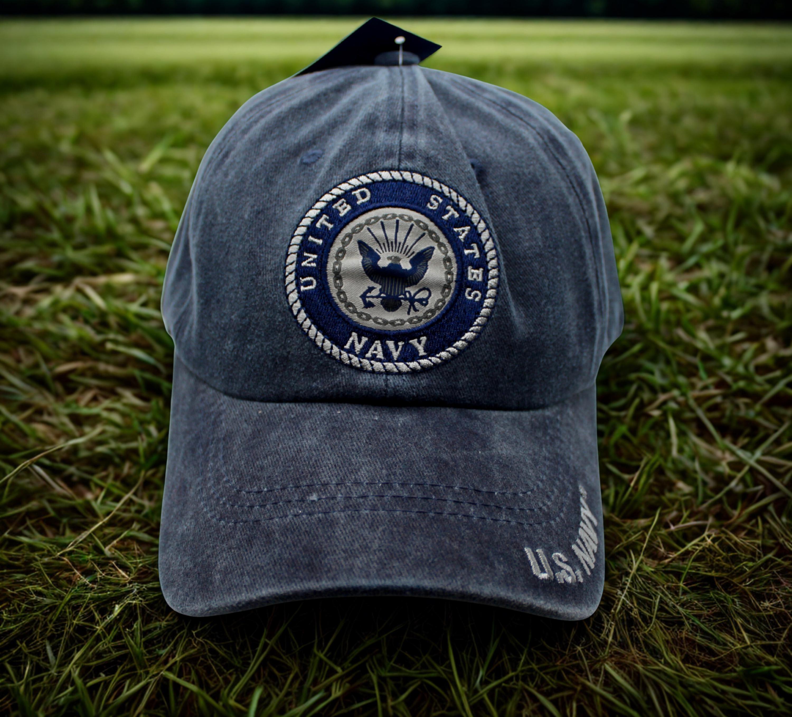 アメリカ海軍の帽子。アメリカ海軍の刺繍入りキャップ。アメリカ海軍の