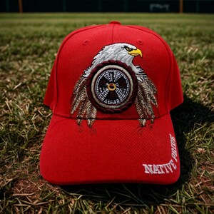 Eagle Dreamcatcher Red Hat. Native Inspired Eagle Cap. Spirit Animal Headwear. USA Hat. Veteran Hat. Native Pride Cap. Native Pride Hat