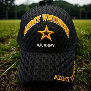 U.S. Army Veteran Hat – Veteran Army  Adjustable Baseball Cap– Military Hat for Army Vets. Gift for Dad. US Army Hat. US Army Vet Cap
