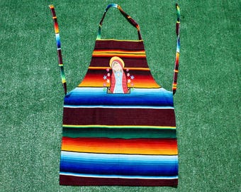 Virgen Maria Sarape Apron. Unisex Apron. Virgin Mary Mexican Sarape Apron. Cooking Apron. Handmade Sarape Apron. Mandil de la Virgen Maria
