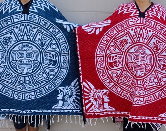 Calendario Azteca Poncho Mexicano Gaban de Calendario Azteca jorongo Cabo Manta Cabo Ruana Tribal Muchos Colores Unisex Calendario Azteca Gaban
