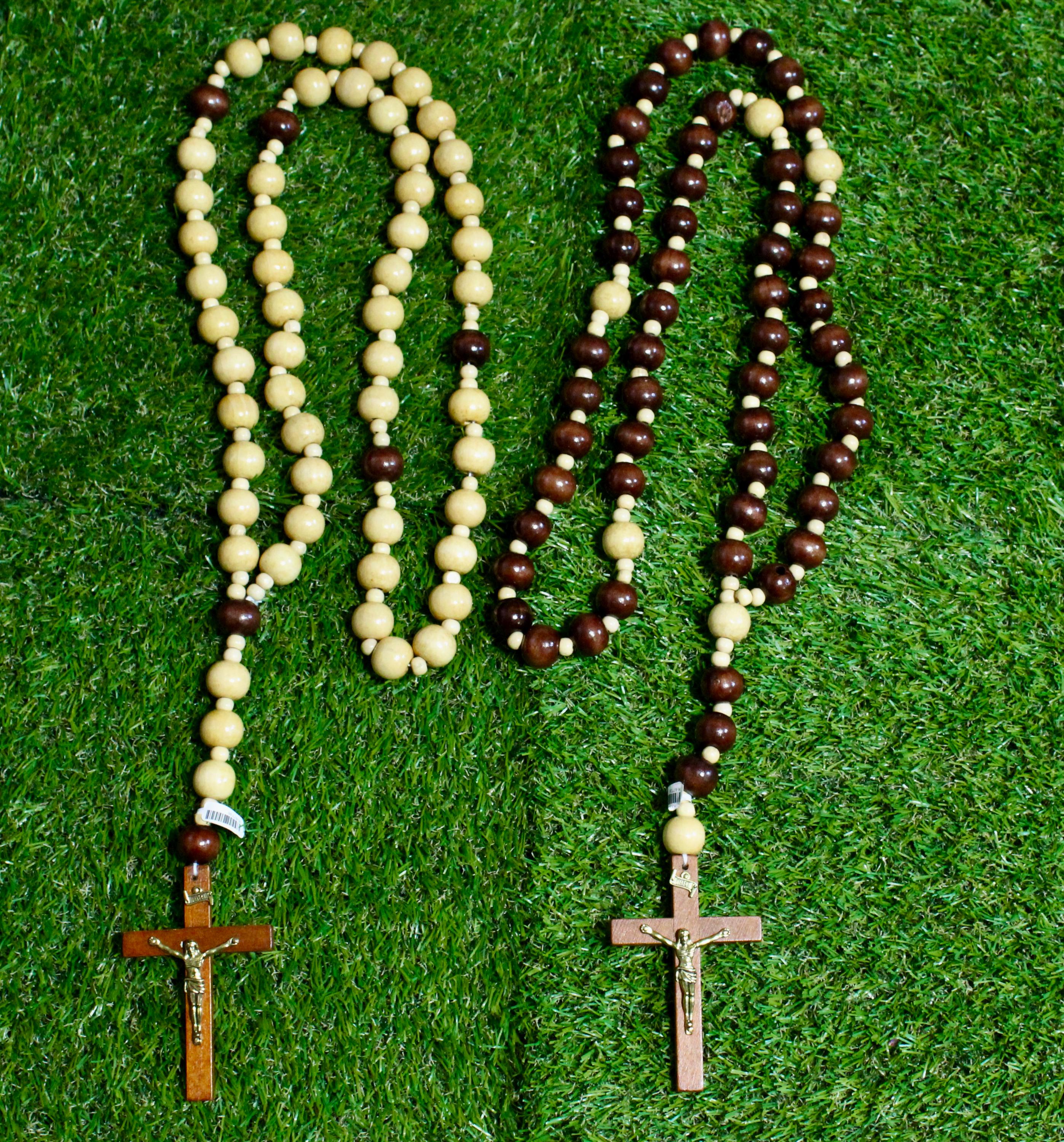 ジャンボ木製ロザリオ – 35インチの大型カトリック木製ロザリオ