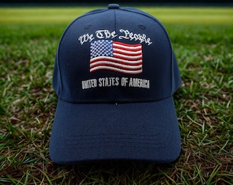 We The People American Flag Hat. Patriotic Baseball Cap. Freedom Hat. Inspirational Gift. Jesus Hat. USA Blue Cap. We The People Hat