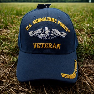 US Navy Submarine Force Veteran Hat. Embroidered US Navy Veteran Cap. US Navy Baseball Hat. Patriotic Cap. Gift for Veterans. Navy Blue Cap