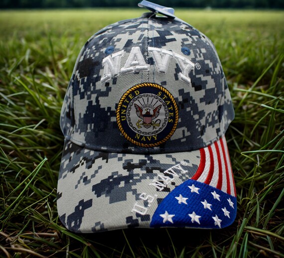 U.S Navy With American Flag Hat. Embroidered US Navy Camo  display picture 2