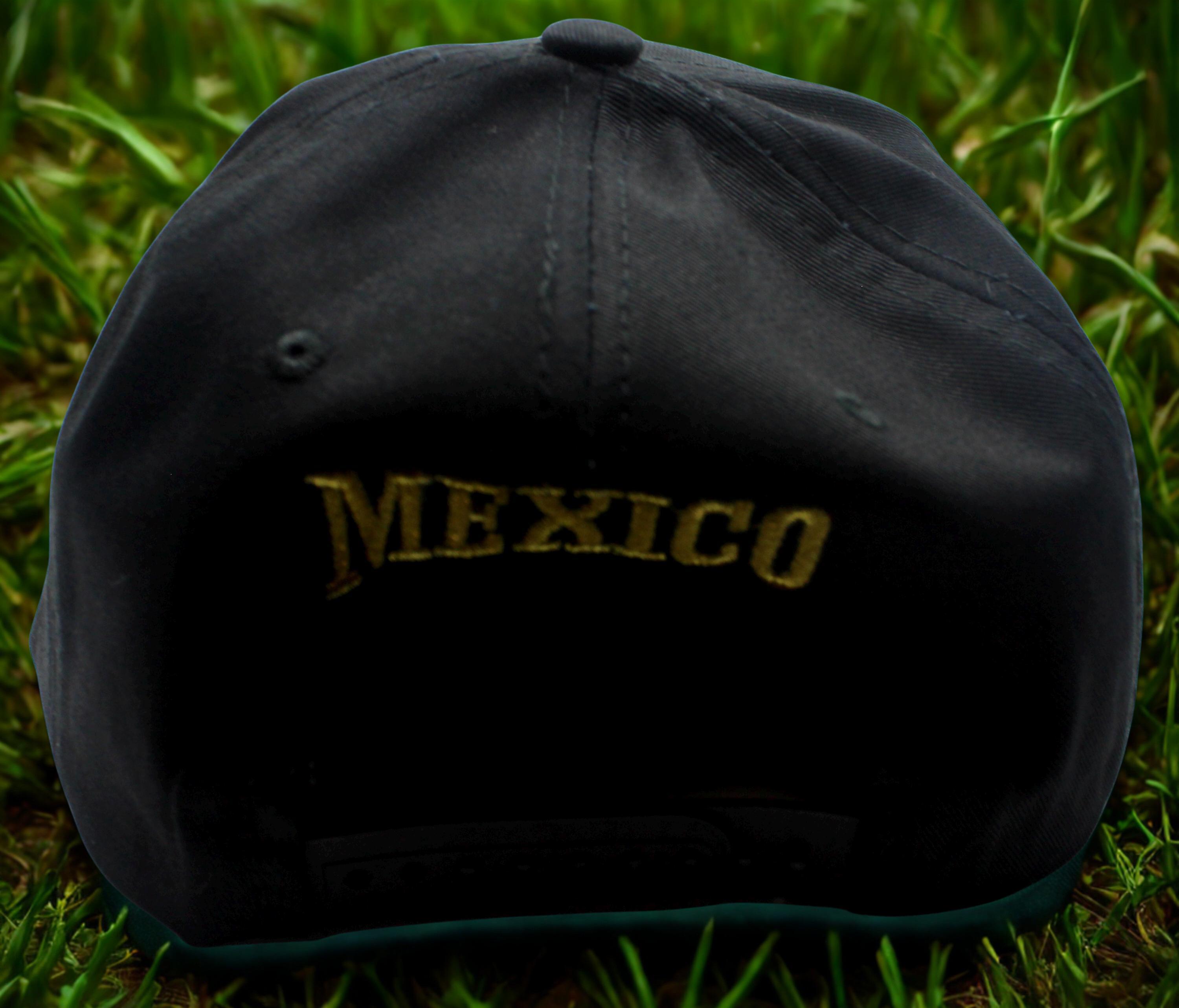 Águila Mexicana Hat. Black Snapback With Gold Mexican Eagle