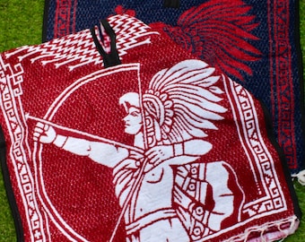 Poncho Mexicano Azteca Talla Niño. Talla de Niño Poncho Mexicano de Azteca Con Mazo y flecha jorongo Cape Blanket Cape Ruana Tribal.