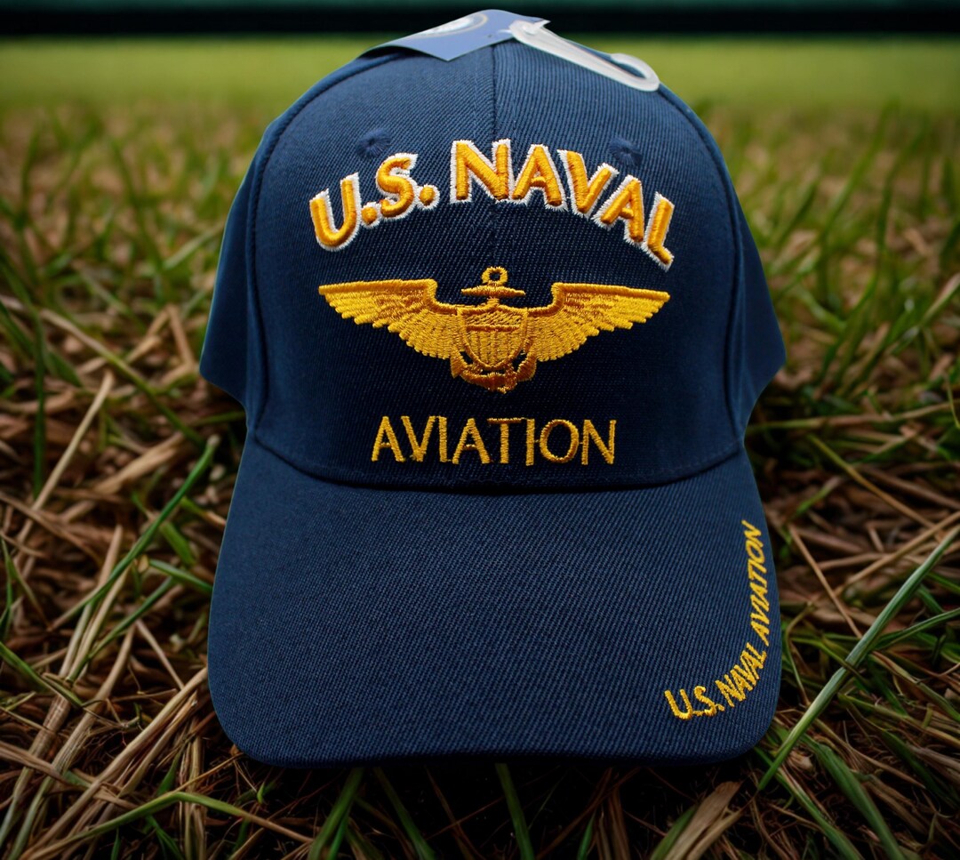 ネイビーハット - ブルー刺繍入りキャップ - アメリカ海軍航空隊