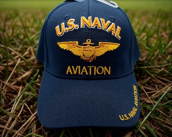 ネイビーハット - ブルー刺繍入りキャップ - アメリカ海軍航空隊