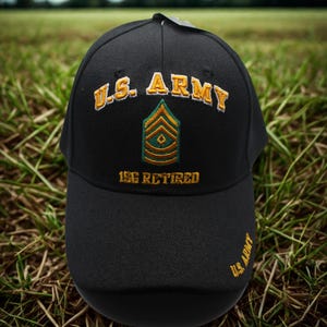 U.S Army 1SG Retired Hat. First Sergeant Army Retired Hat. U.S Army Black Cap. U.S Army Baseball Cap. Army First Sergeant Cap. Army 1SG Hat