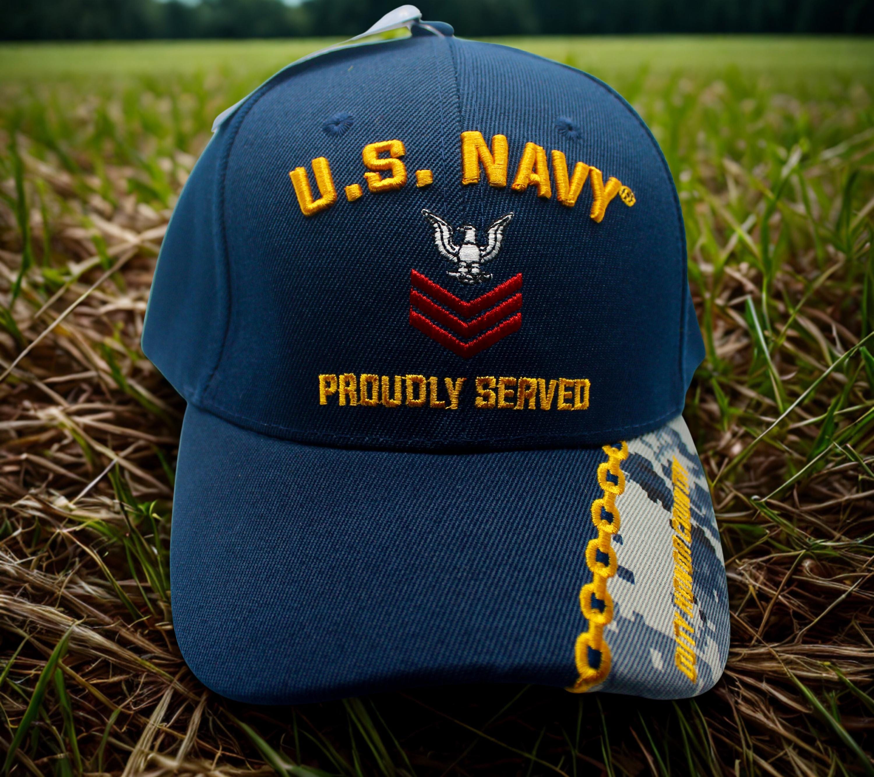 アメリカ海軍の帽子。刺繍入りのアメリカ海軍退役軍人用帽子。アメリカ