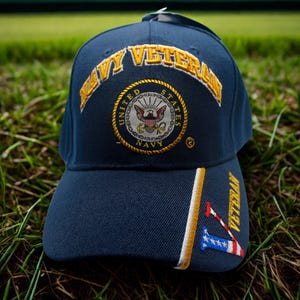 US Navy Veteran Hat. Embroidered US Navy Veteran Cap. Military US Navy Baseball Hat for Veterans. Patriotic Cap. Gift for Dad. Navy Blue Cap