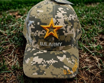 アメリカ陸軍の帽子。刺繍入りのアメリカ陸軍キャップ。お父さんへの