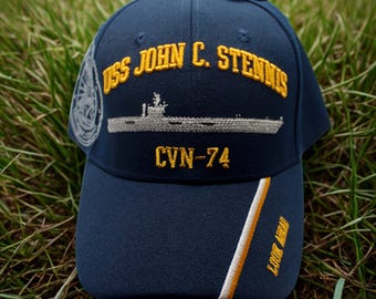 Navy USS John C. Stennis CVN-74 Hat. Aircraft Carrier Hat. CVN74 Navy Cap. Embroidered Uss John C. Stennis Hat. Navy Hat. Cvn-74 Hat