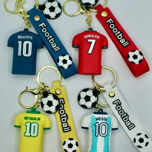 Soccer Keychain. Ronaldo keychain. Neymar keychain. World Cup Messi #10 Argentina Soccer Keychain. Portugal keychain. Mbappe. Barcelona. Cr7