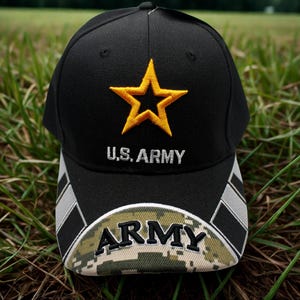 U.S. Army Hat. US Army Star Cap. Army Baseball Cap. Military Hat for Army Vets. Gift for Dad. U.S Army 250th Anniversary Cap. Army Black Hat