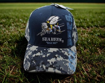 U.S.Navy Seabees Militare Tappo Can Do Blu Navy Con Ombra U.S.Navy Seabees Militare Tappo Can Do Blu Navy Con Ombra