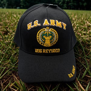 U.S Army DSG Retired Hat. Army Drilling Status Guardsman Retired Hat. U.S Army Black Hat. U.S Army Baseball Cap. U.S Army DSG Retired  Hat