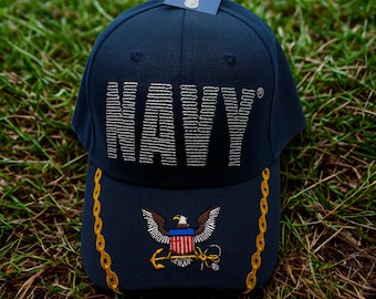 アメリカ海軍エンブレムキャップ - 刺繍入りアメリカ海軍帽子