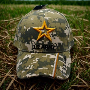 U.S. Army Hat. US Army Star Cap. Army Adjustable Baseball Cap. Military Hat for Army Vets. Gift for Dad. U.S Army 250th Anniversary Camo Cap