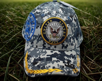 アメリカ海軍のエンブレム付きキャップ。刺繍入りのアメリカ海軍帽子