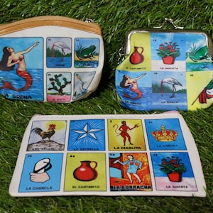 Mexican Loteria Coin Purse. Loteria Zipper Pouch. Lotería Coin Purse. Mexican Bingo Print Pouch. Mini Zip Wallet. Sold Separately. Monedero