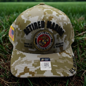 U.S. Marine Corps Retired Hat – “Once a Marine Always a Marine” Camo Hat. U.S Marine Corps The Few The Proud Hat – Gift for Dad. USMC Cap