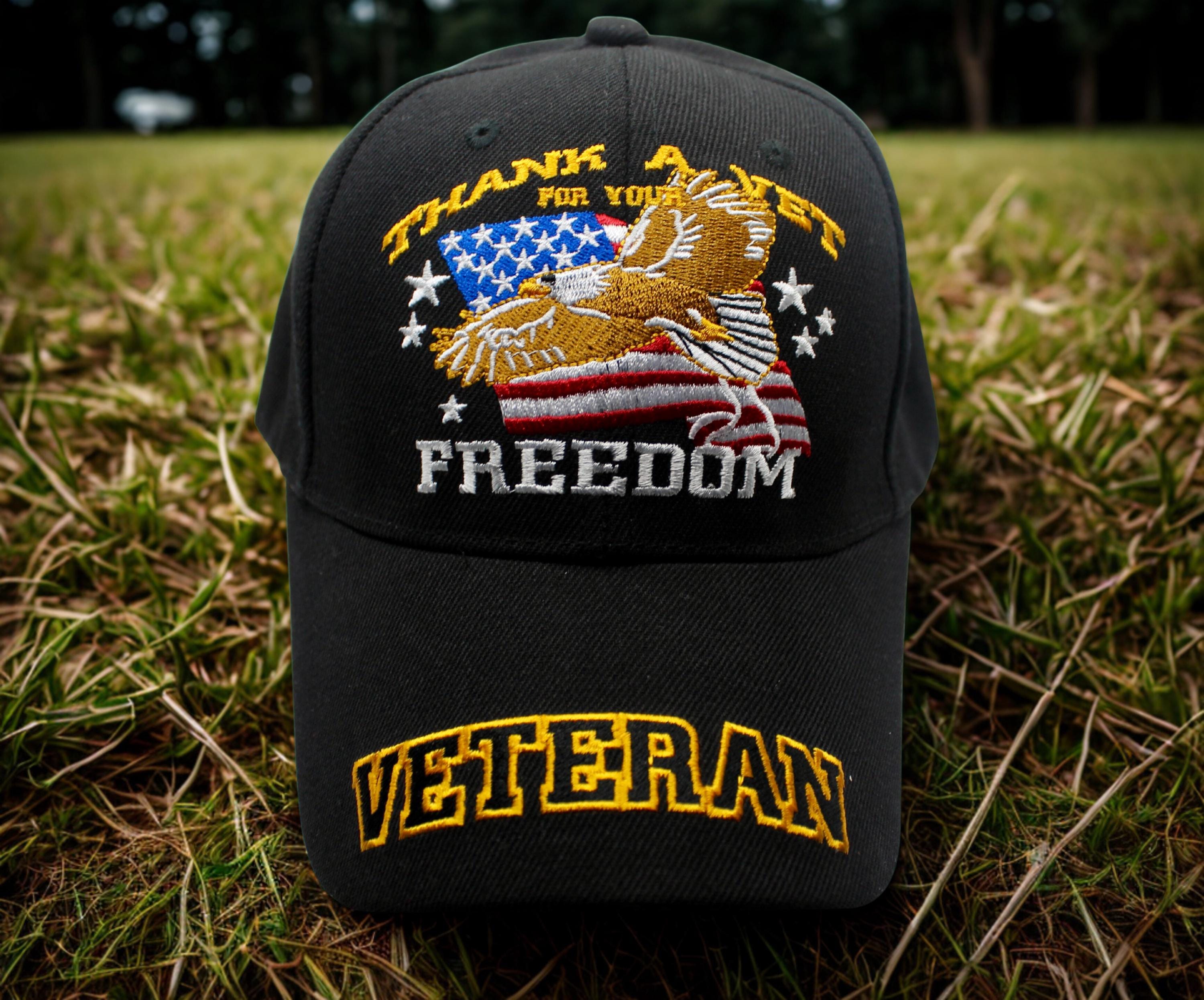 Retro Patriotic US Army Veteran Hat USA Made Flag Vet Emblem Cap Pride Courage US Veteran Low Profile Army Military USA Flag Vet Hat  main image 2