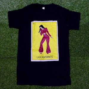 La Cantante Mexican Loteria T-Shirt – 100% Cotton, Black Graphic Tee, Mexican Bingo Design, Unisex Casual Shirt. Camiseta de la Cantante.