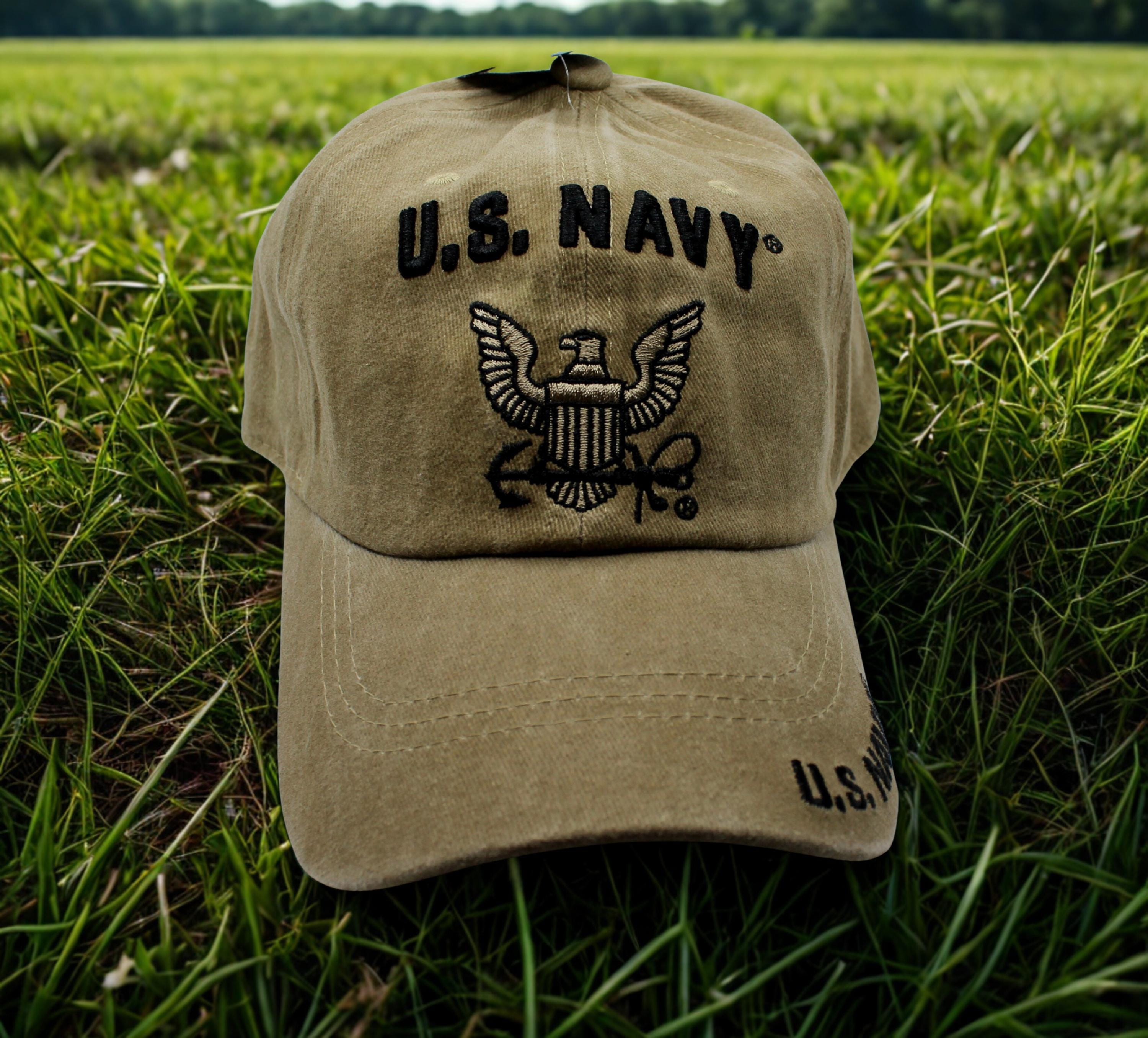 アメリカ海軍帽子 - 刺繍入りアメリカ海軍ブラウンキャップ - 海軍退役