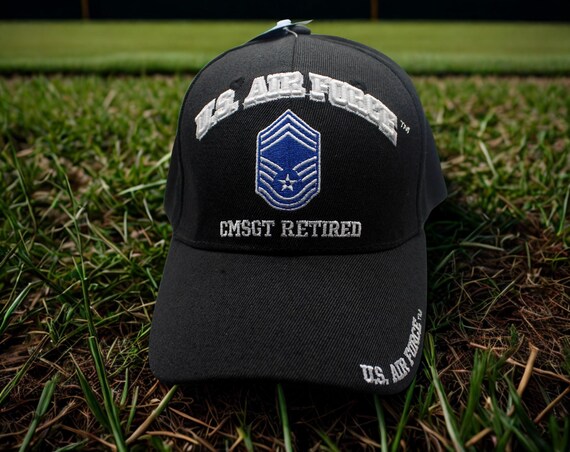 Air Force CMSGT Retired Veteran Black Baseball Cap With