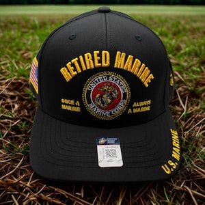U.S. Marine Corps Retired Hat – “Once a Marine Always a Marine” Black Hat. U.S Marine Corps The Few The Proud Hat – Gift for Dad. USMC Cap