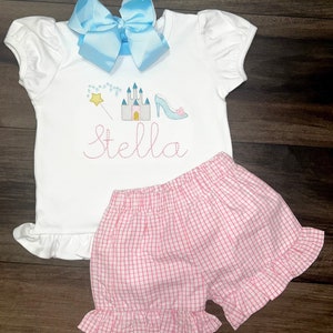 Girl’s Princess T-shirt with embroidered monogram name / personalized / gift / summer tee / shirt / baby / toddler / Cinderella vacation tee